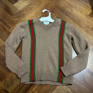Gucci Boys Brown Sweater With Stripes Size 5, Like New Condition